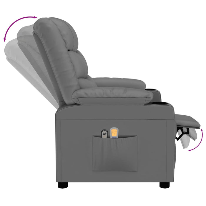 Fotoliu de masaj electric, gri, piele ecologică WALTI