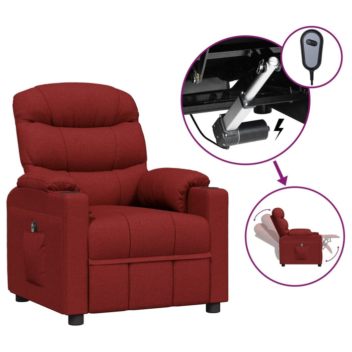 Fotoliu rabatabil electric, roșu vin, material textil - WALTI WALTI