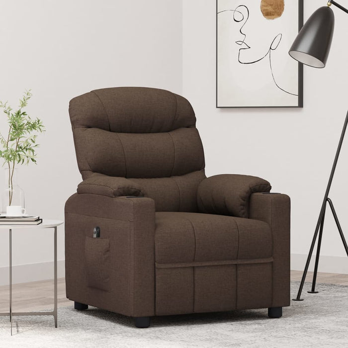 Fotoliu rabatabil electric, maro închis, material textil WALTI