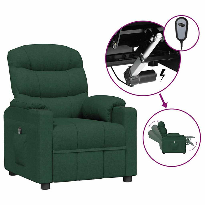 Fotoliu rabatabil electric, verde închis, material textil WALTI