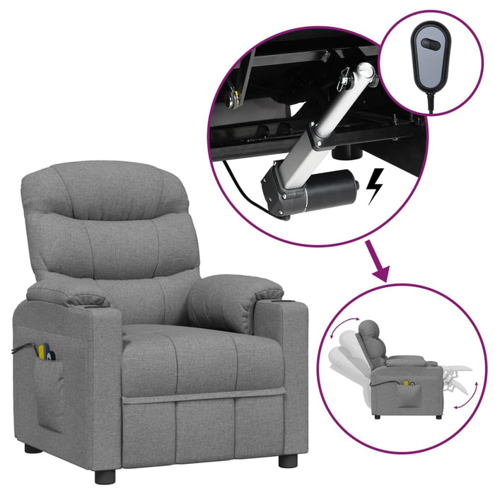 Fotoliu de masaj electric rabatabil, gri deschis, textil - WALTI WALTI