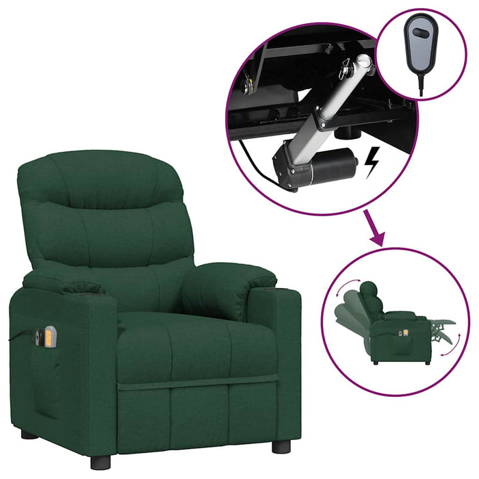 Fotoliu de masaj electric, verde închis, material textil WALTI
