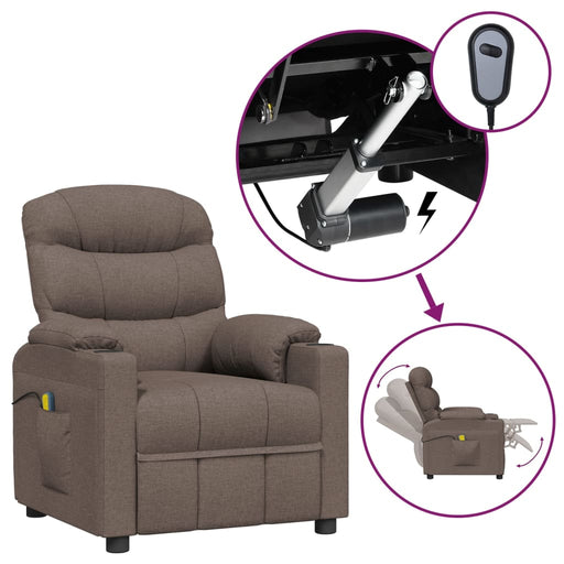Fotoliu de masaj electric rabatabil, gri taupe, textil - WALTI WALTI