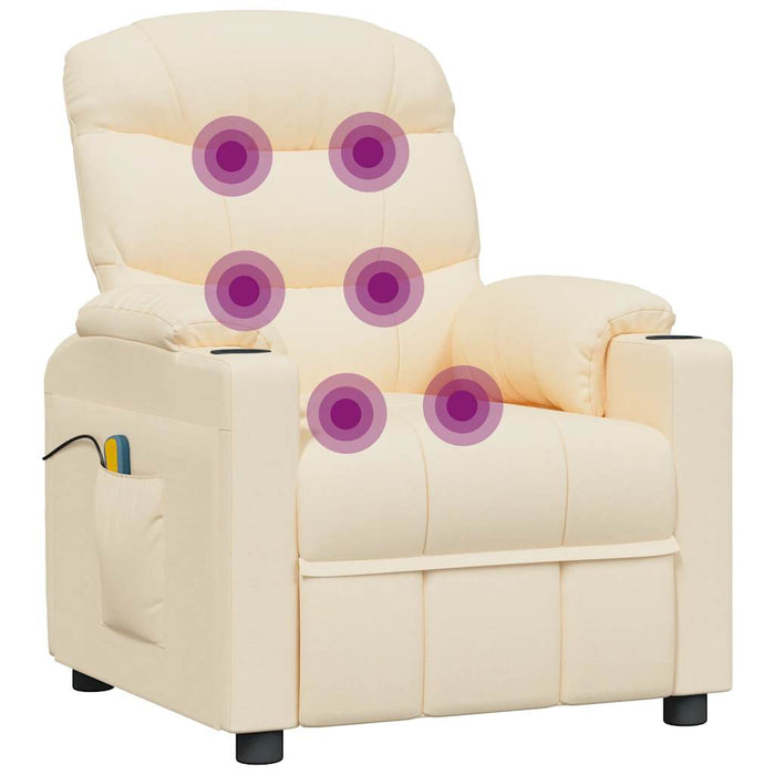 Fotoliu de masaj electric rabatabil, crem, textil WALTI