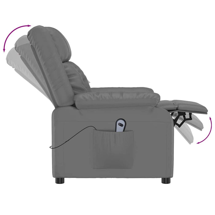 Fotoliu rabatabil electric, gri, piele ecologică WALTI