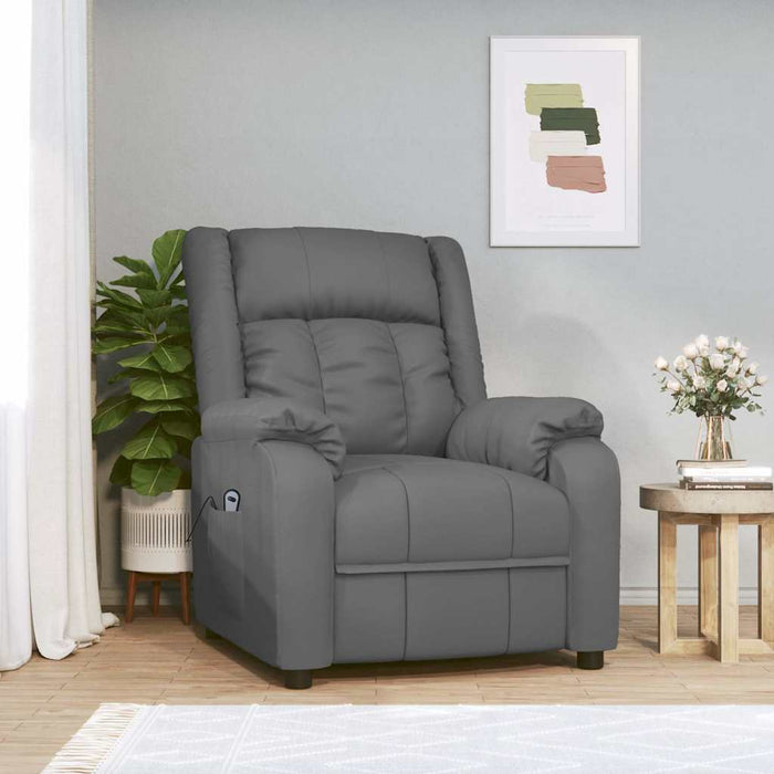 Fotoliu rabatabil electric, gri, piele ecologică WALTI