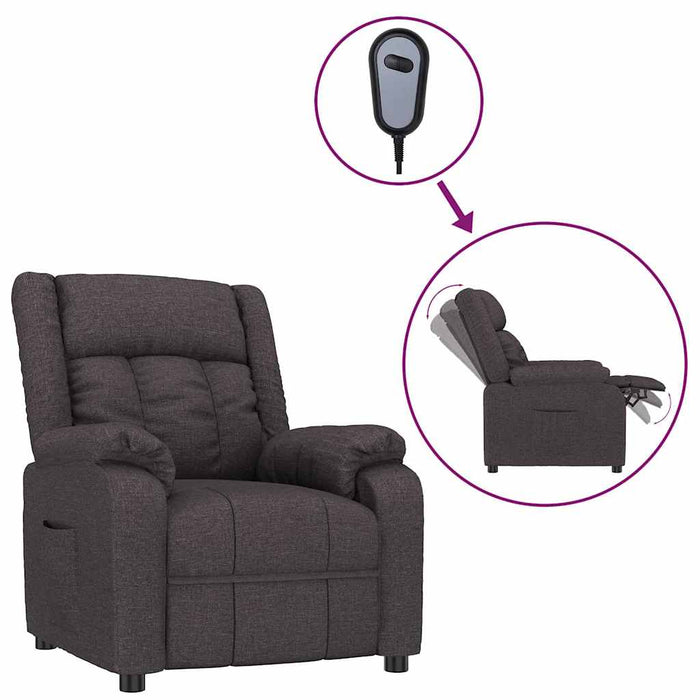 Fotoliu rabatabil electric, maro închis, material textil WALTI
