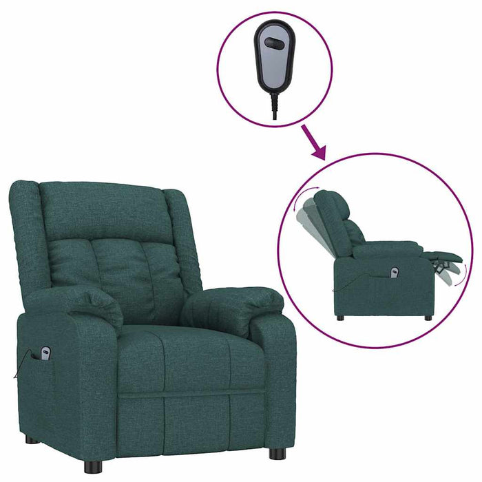 Fotoliu rabatabil electric, verde închis, material textil WALTI