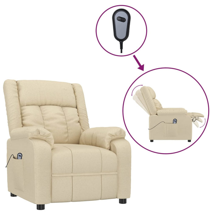 Fotoliu rabatabil electric, crem, material textil - WALTI WALTI