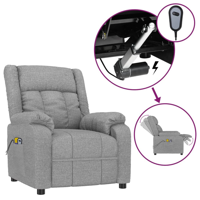 Fotoliu de masaj electric rabatabil, gri deschis, textil - WALTI WALTI