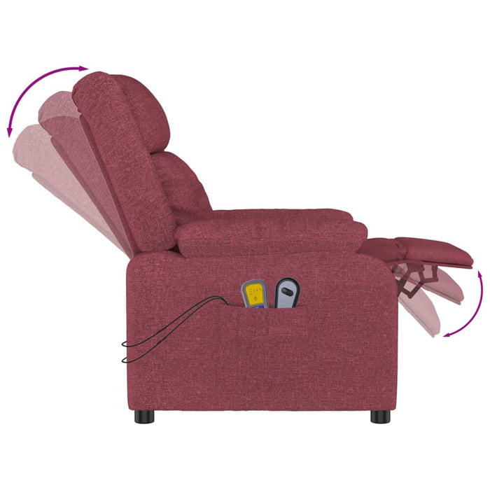 Fotoliu de masaj electric rabatabil, roșu vin, textil WALTI