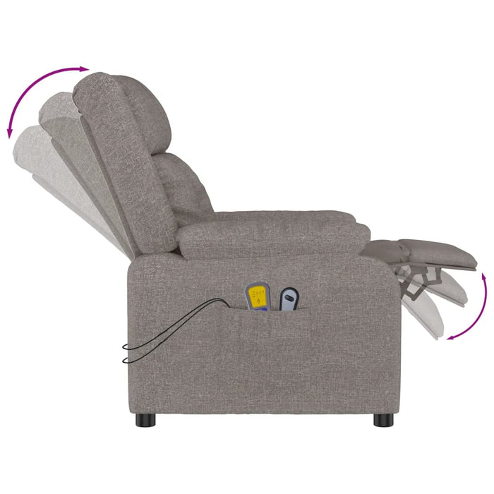 Fotoliu de masaj electric rabatabil, gri taupe, textil WALTI