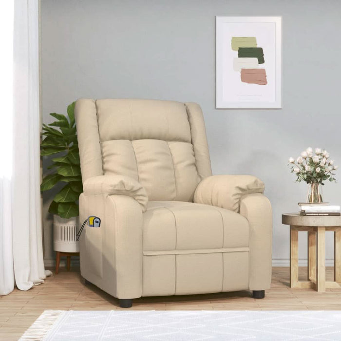 Fotoliu de masaj electric rabatabil, crem, textil - WALTI WALTI