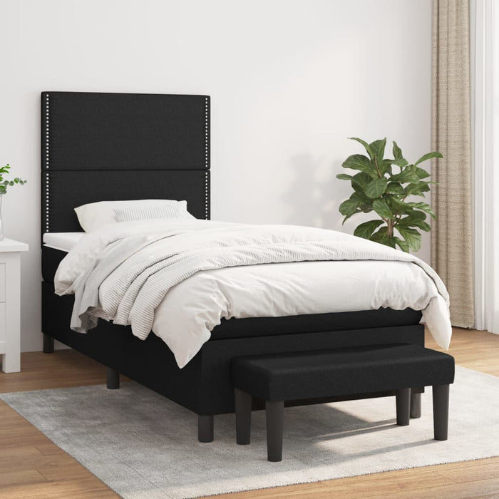 Pat box spring cu saltea, negru, 90x190 cm, textil - WALTI WALTI