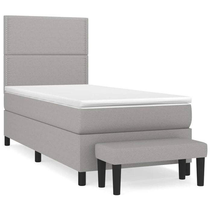 Pat box spring cu saltea, gri deschis, 90x200 cm, textil - WALTI WALTI