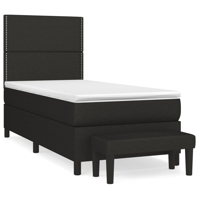 Pat box spring cu saltea, negru, 90x200 cm, textil - WALTI WALTI
