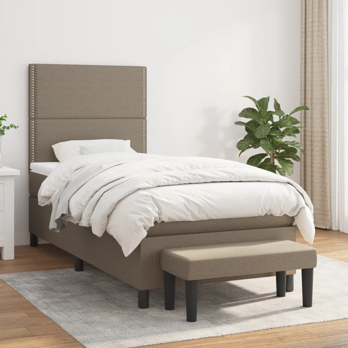 Pat box spring cu saltea, gri taupe, 90x200 cm, textil - WALTI WALTI