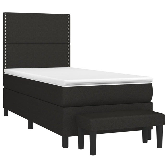 Pat box spring cu saltea, negru, 100x200 cm, textil - WALTI WALTI