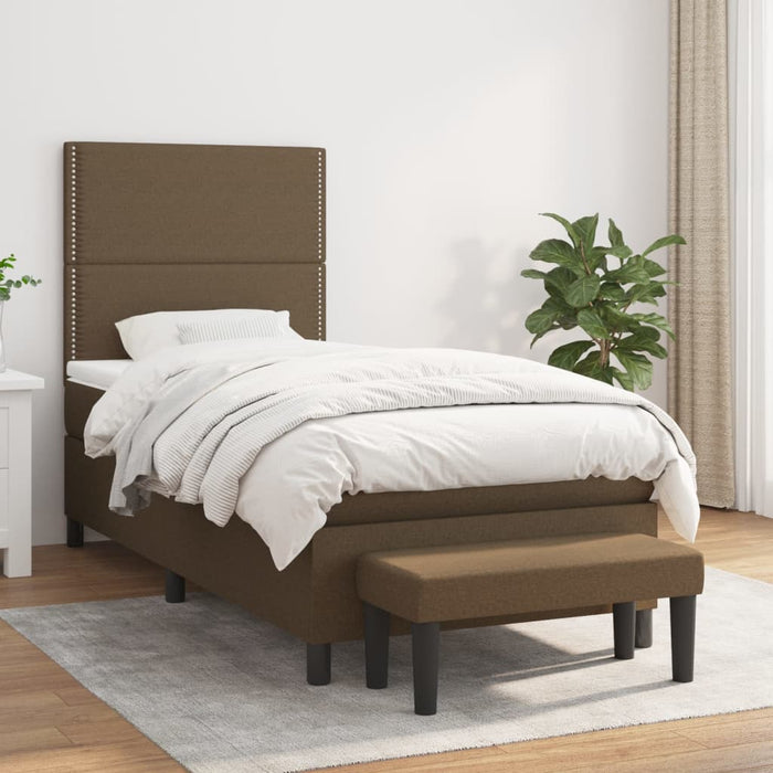 Pat box spring cu saltea, maro închis, 100x200 cm, textil - WALTI WALTI