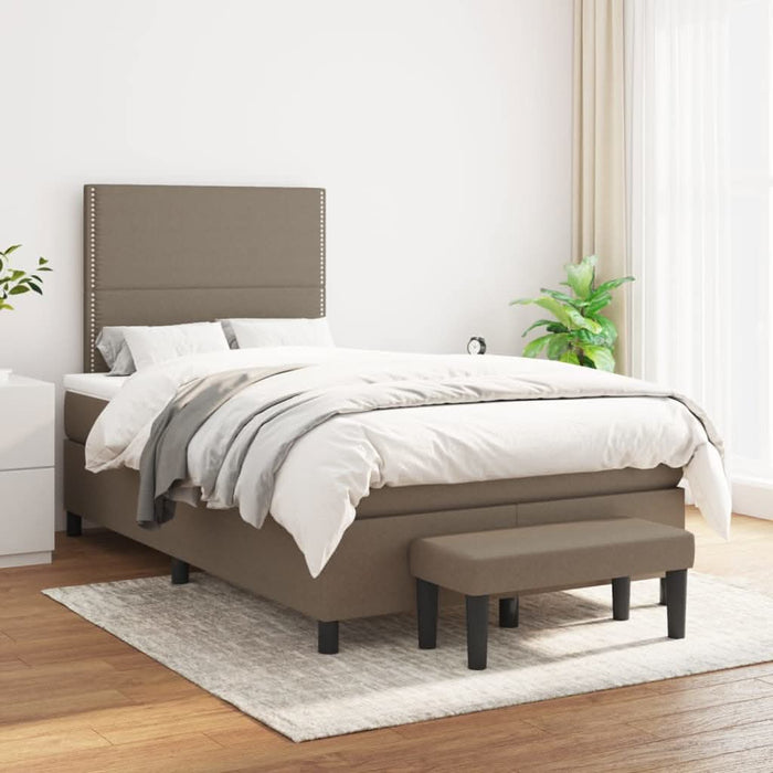Pat box spring cu saltea, gri taupe, 120x200 cm, textil - WALTI WALTI