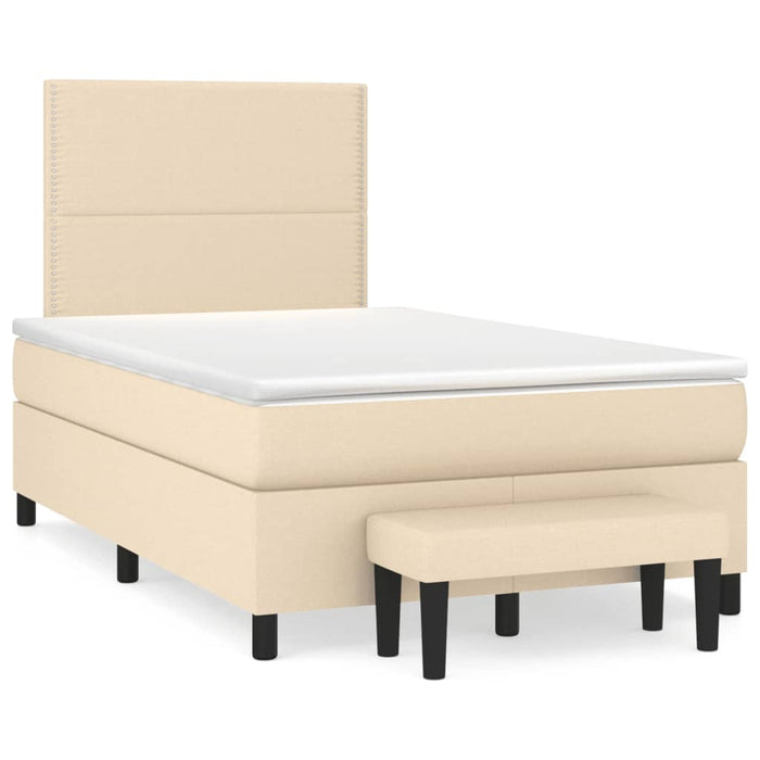 Pat box spring cu saltea, crem, 120x200 cm, textil - WALTI WALTI