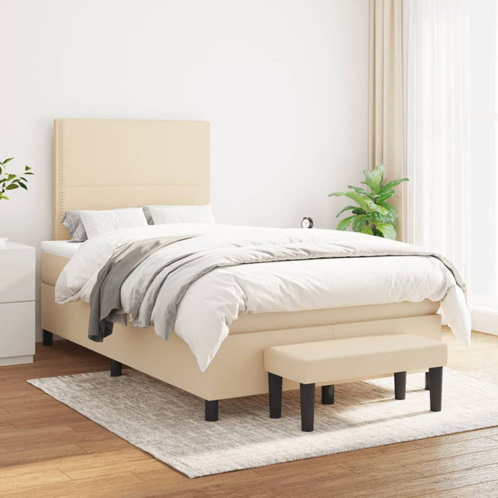 Pat box spring cu saltea, crem, 120x200 cm, textil - WALTI WALTI