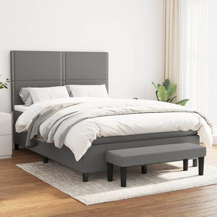 Pat box spring cu saltea, gri închis, 140x190 cm, textil - WALTI WALTI
