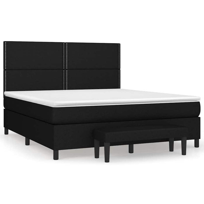 Pat box spring cu saltea, negru, 160x200 cm, textil - WALTI WALTI