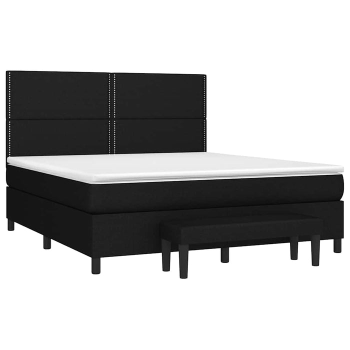Pat box spring cu saltea, negru, 160x200 cm, textil - WALTI WALTI