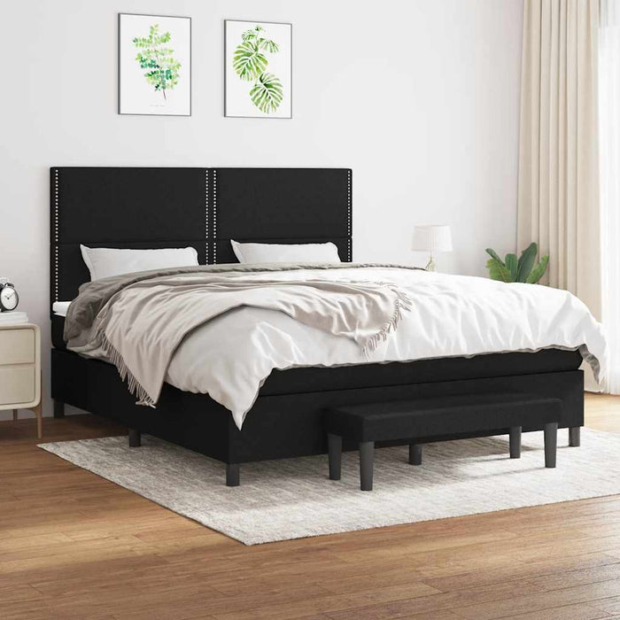 Pat box spring cu saltea, negru, 160x200 cm, textil - WALTI WALTI
