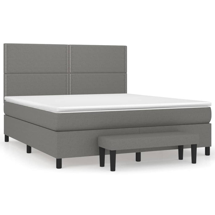 Pat box spring cu saltea, gri închis, 180x200 cm, textil - WALTI WALTI