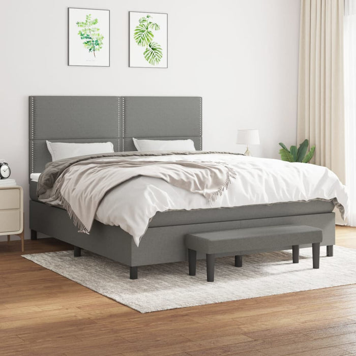 Pat box spring cu saltea, gri închis, 180x200 cm, textil - WALTI WALTI