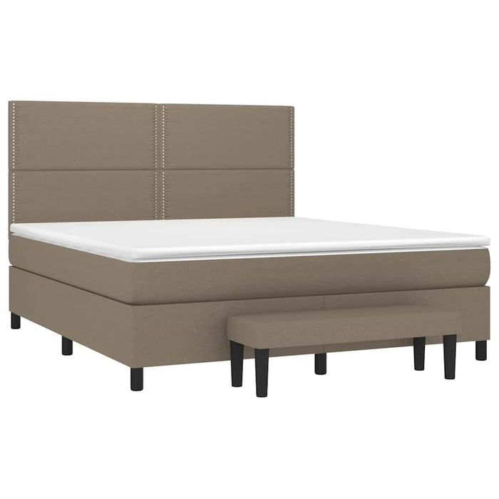 Pat continental cu saltea, gri taupe, 180x200 cm, textil - WALTI WALTI