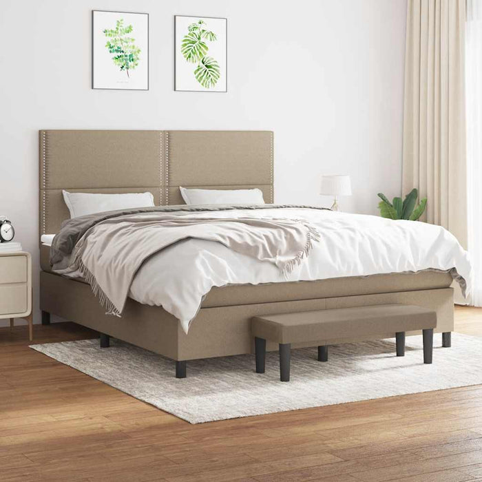 Pat continental cu saltea, gri taupe, 180x200 cm, textil - WALTI WALTI