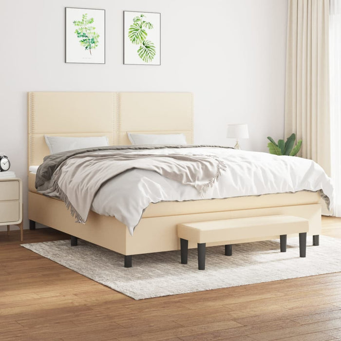 Pat continental cu saltea, crem, 180x200 cm, textil - WALTI WALTI