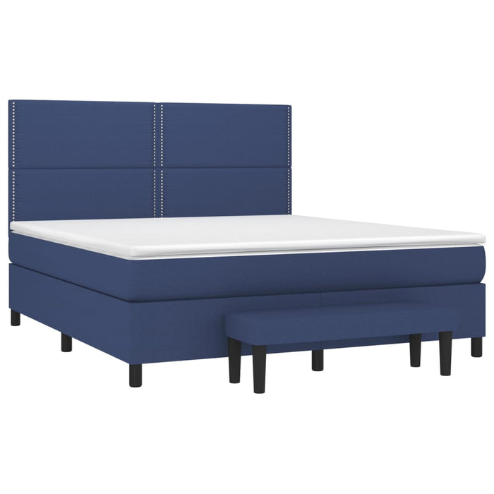 Pat box spring cu saltea, albastru, 180x200 cm, material textil - WALTI WALTI
