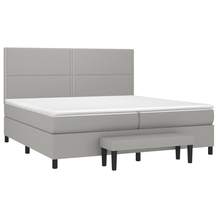 Pat box spring cu saltea, gri deschis, 200x200 cm, textil - WALTI WALTI