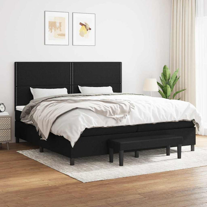 Pat box spring cu saltea, negru, 200x200 cm, textil - WALTI WALTI