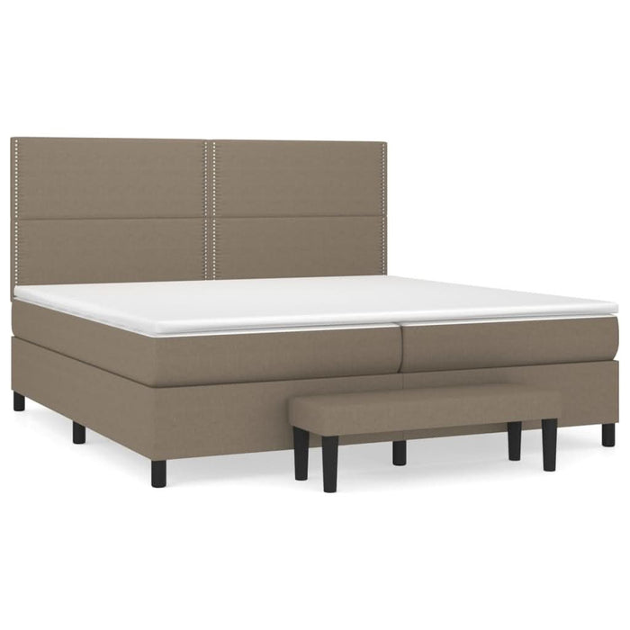 Pat box spring cu saltea, gri taupe, 200x200 cm, textil - WALTI WALTI