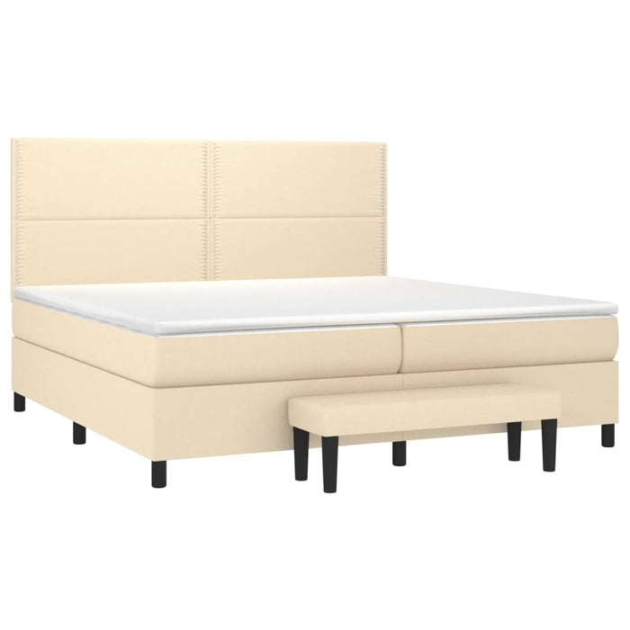 Pat box spring cu saltea, crem, 200x200 cm, textil WALTI