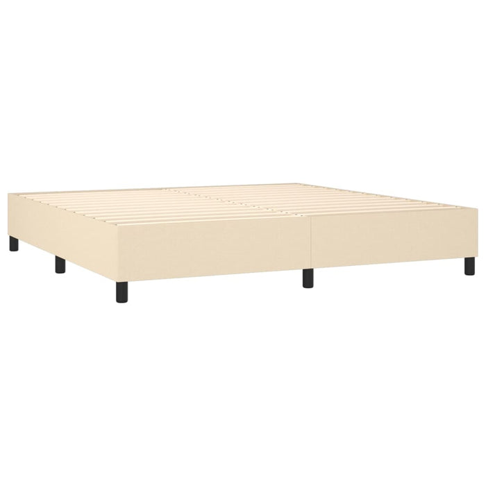 Pat box spring cu saltea, crem, 200x200 cm, textil WALTI