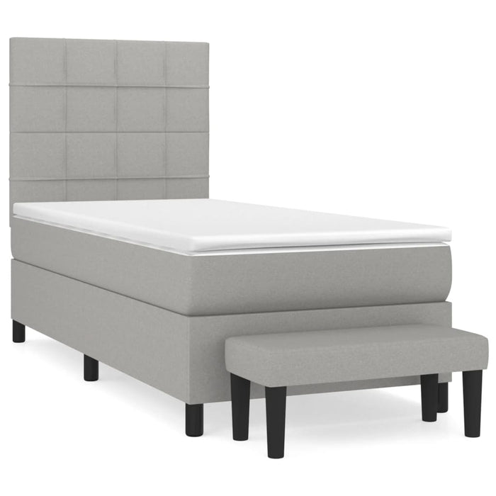 Pat box spring cu saltea, gri deschis, 80x200 cm, textil - WALTI WALTI
