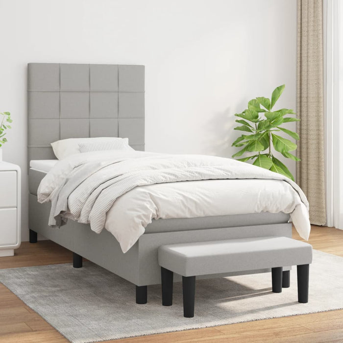 Pat box spring cu saltea, gri deschis, 80x200 cm, textil - WALTI WALTI