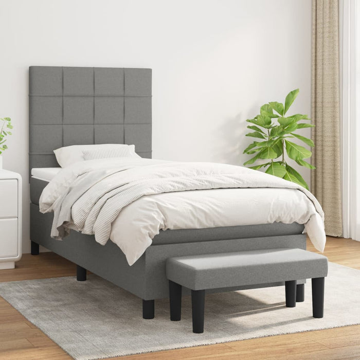 Pat box spring cu saltea, gri închis, 80x200 cm, textil - WALTI WALTI
