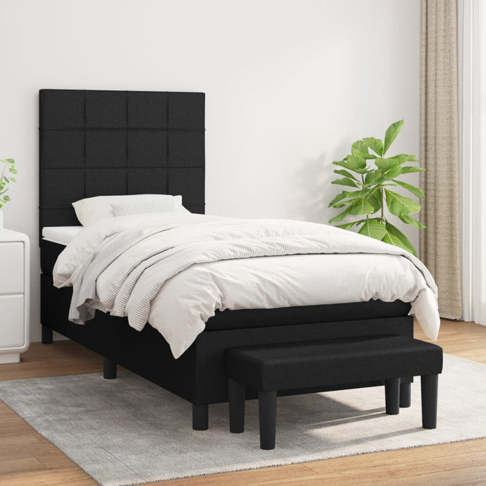 Pat box spring cu saltea, negru, 80x200 cm, textil - WALTI WALTI