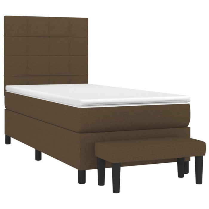 Pat box spring cu saltea, maro închis, 80x200 cm, textil WALTI
