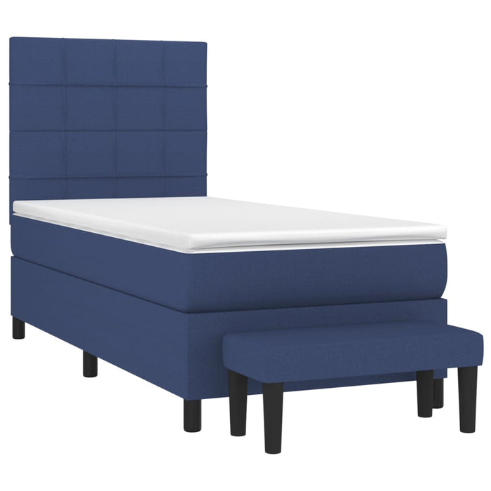 Pat box spring cu saltea, albastru, 80x200 cm, textil - WALTI WALTI