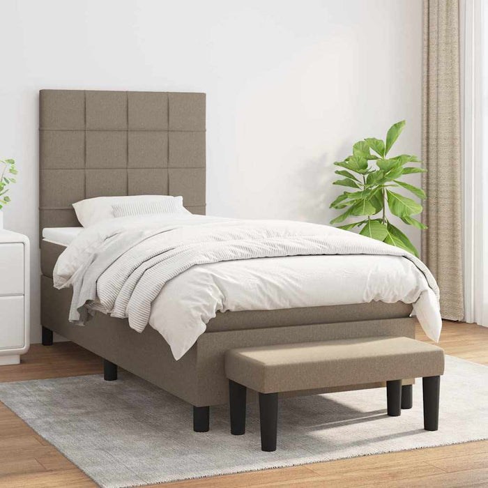 Pat box spring cu saltea, gri taupe, 90x190 cm, textil - WALTI WALTI