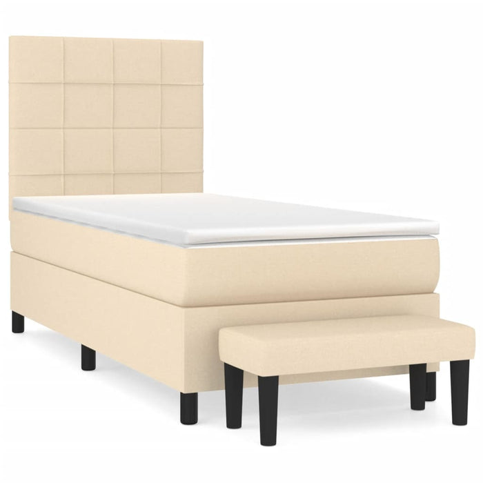 Pat box spring cu saltea, crem, 90x200 cm, textil - WALTI WALTI