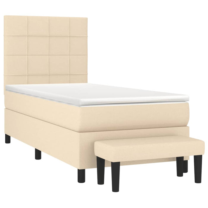 Pat box spring cu saltea, crem, 90x200 cm, textil - WALTI WALTI